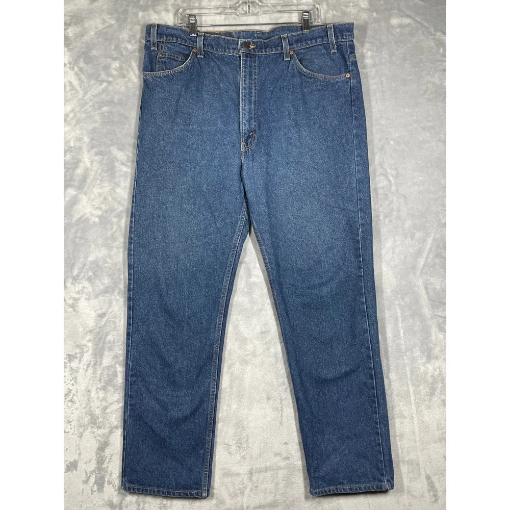 Levis 505 Orange Tab Jeans Mens 42x32 Regular Fit Straight Leg USA Blue Vintage
